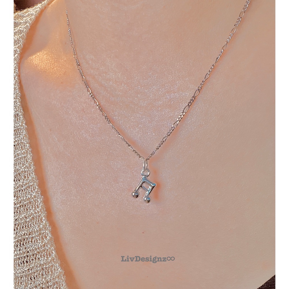 LivDesignz 現貨 925純銀項鍊-義大利純銀項鍊-925純銀音符項鍊🎵 直徑約0.6公分-細節圖10