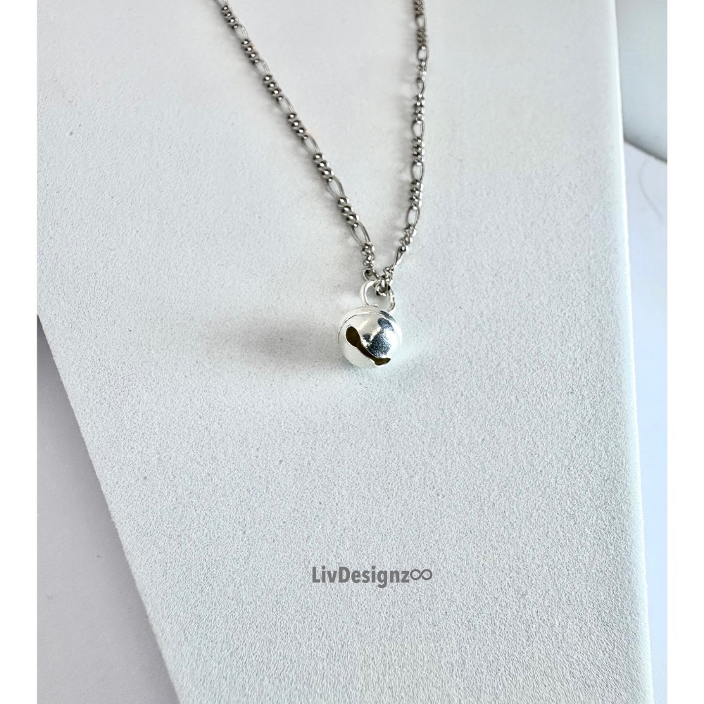 LivDesignz 現貨 925純銀義大利項鍊-小叮噹的精緻小鈴鐺-1咪咪鈴鐺聲/925純銀鈴鐺項鍊 直徑約0.6公分-細節圖4