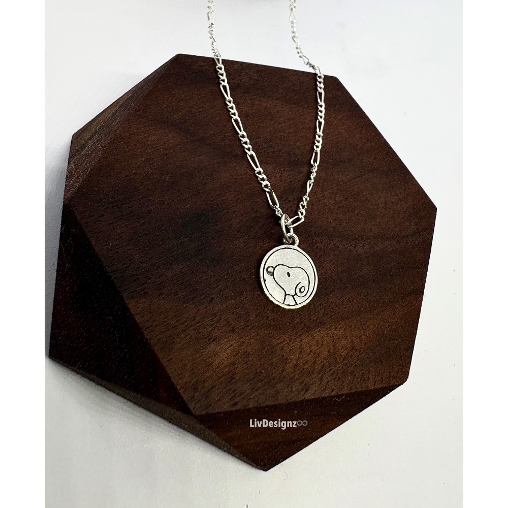 LivDesignz-現貨-Snoopy925純銀史努比項鍊限量套組（3個墜子加2條925純銀義大利項鍊贈木盒）小圓幣-細節圖5