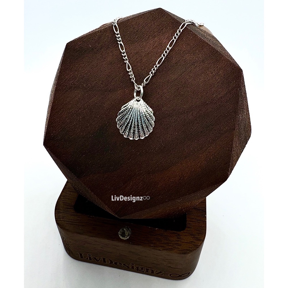 LivDesignz-義大利細銀項鍊925純銀項鍊-海洋系列-精緻超薄貝殼-直徑約1.2公分-細節圖2