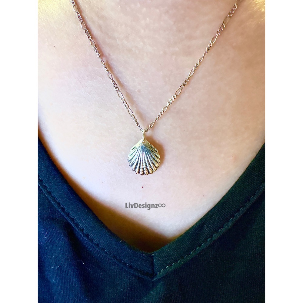 LivDesignz-義大利細銀項鍊925純銀項鍊-海洋系列-精緻超薄貝殼-直徑約1.2公分-細節圖4