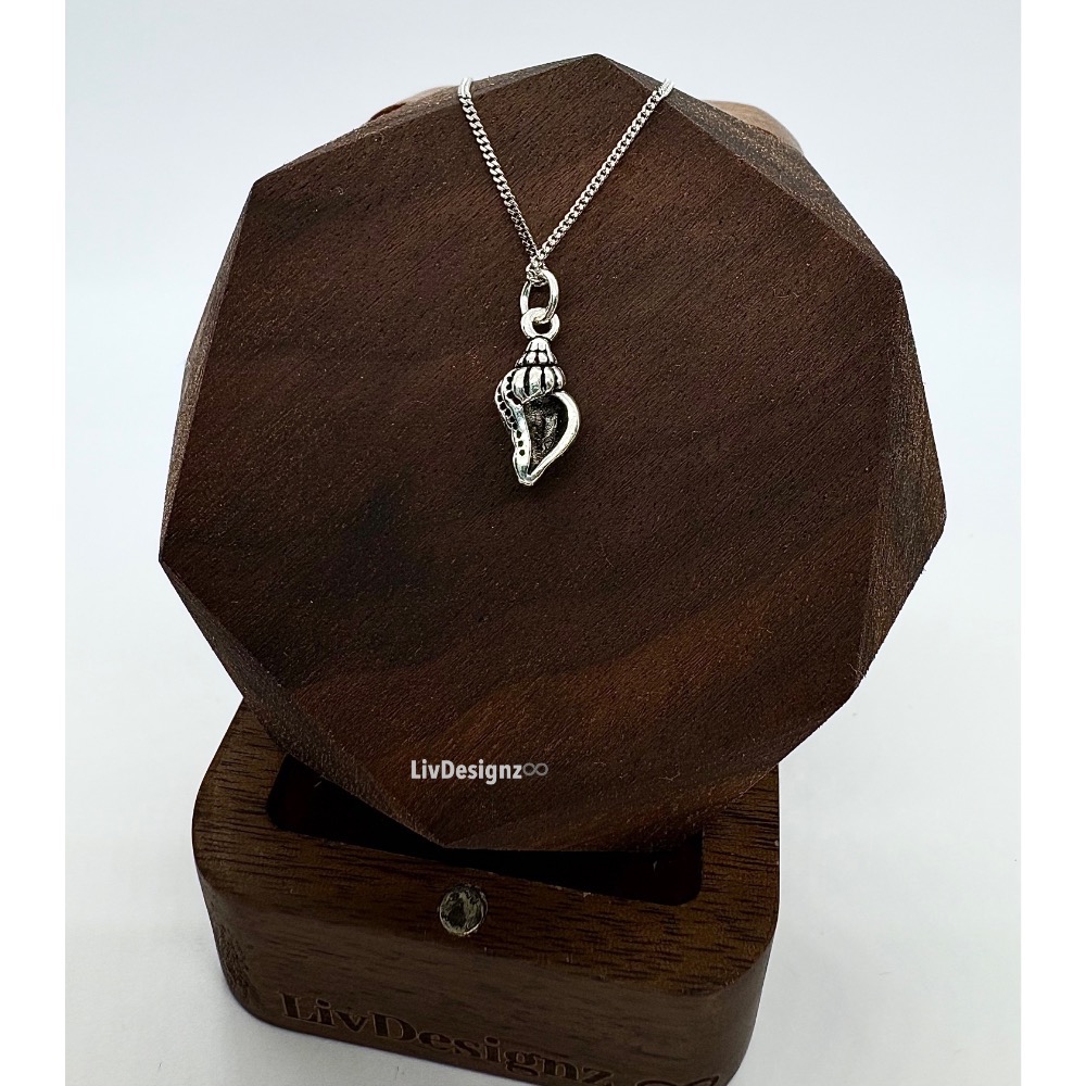 LivDesignz-義大利細銀項鍊925純銀項鍊-海洋系列-精緻海螺-直徑約0.8公分-細節圖2