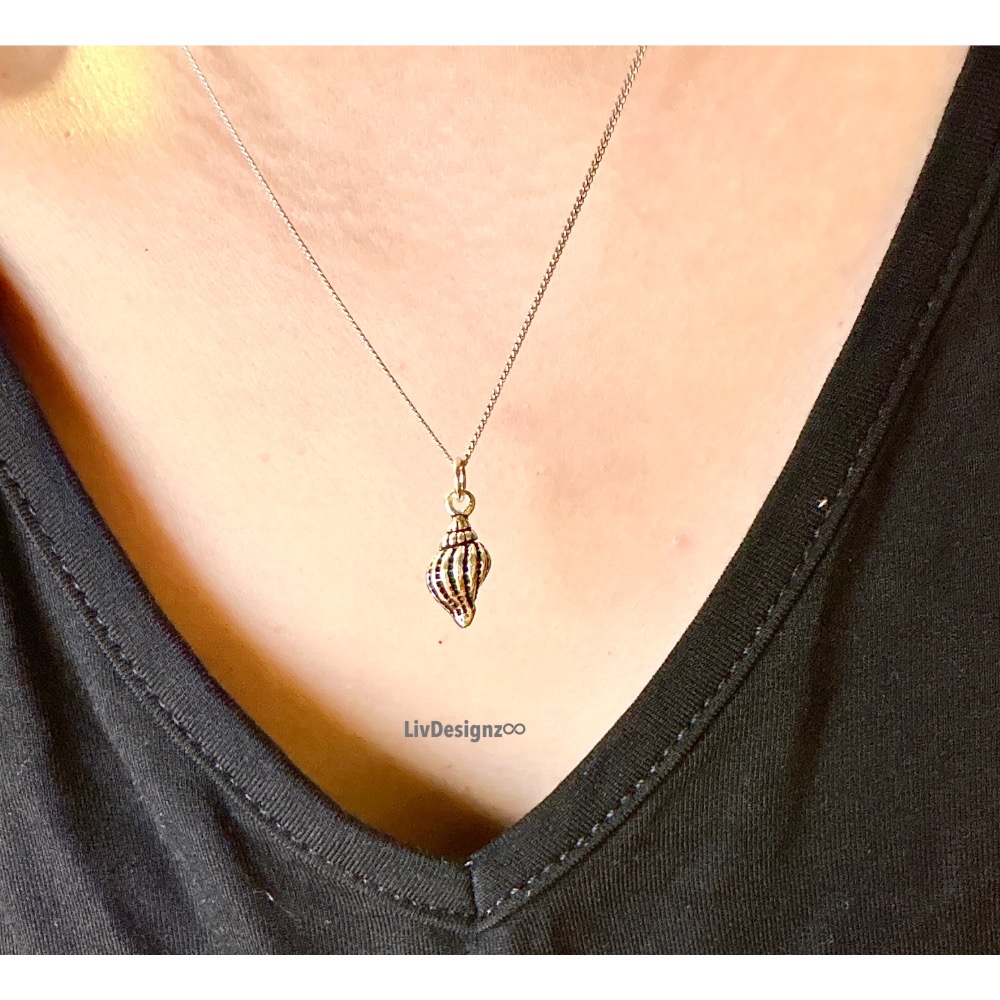 LivDesignz-義大利細銀項鍊925純銀項鍊-海洋系列-精緻海螺-直徑約0.8公分-細節圖3