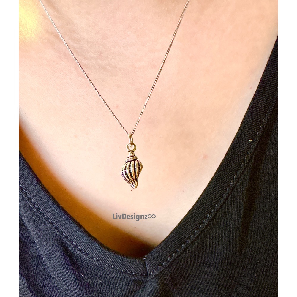 LivDesignz-義大利細銀項鍊925純銀項鍊-海洋系列-精緻海螺-直徑約0.8公分-細節圖4