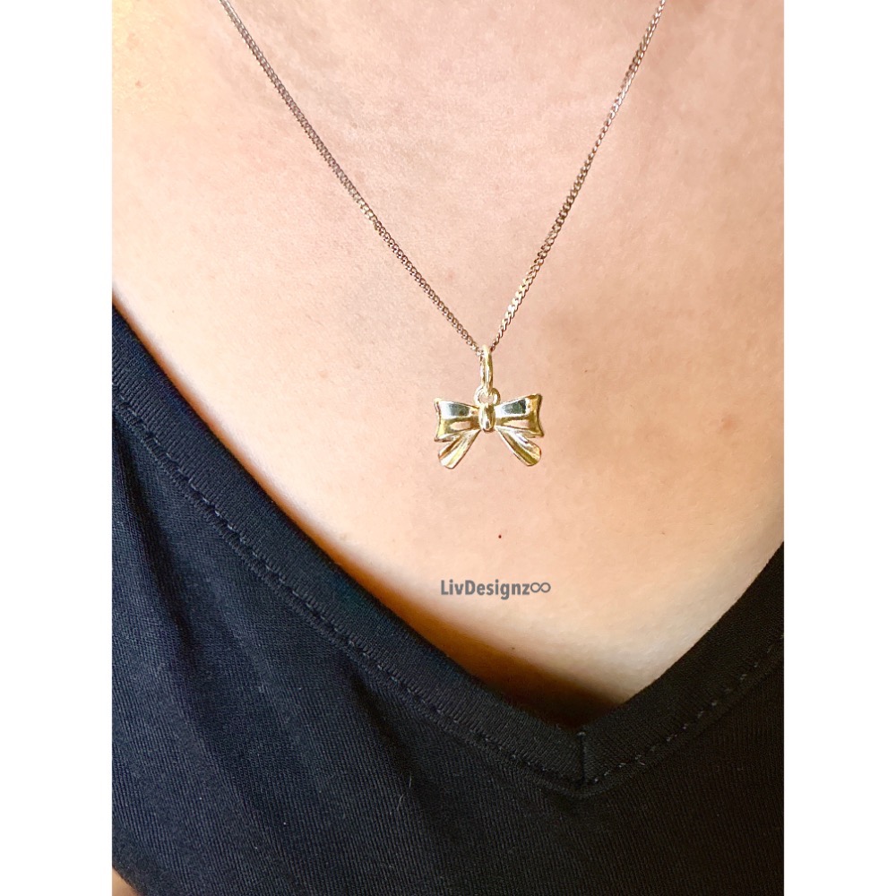 LivDesignz-現貨-義大利純銀鍊-925純銀項鍊-純銀蝴蝶結🎀 直徑約1.1公分-細節圖3