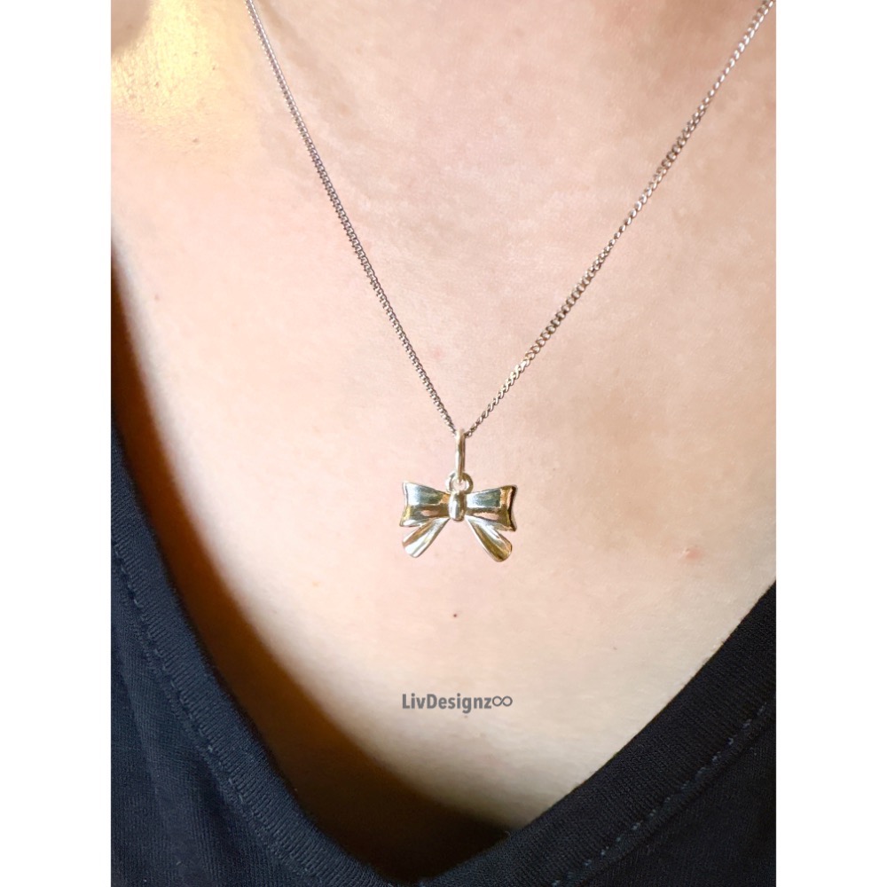 LivDesignz-現貨-義大利純銀鍊-925純銀項鍊-純銀蝴蝶結🎀 直徑約1.1公分-細節圖4