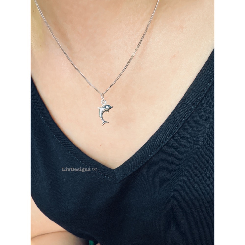 LivDesignz-現貨-925純銀義大利銀項鍊-海洋系列-925純銀海豚項鍊-細節圖4