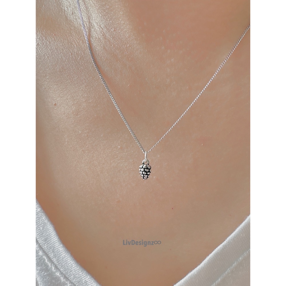 LivDesignz-現貨-義大利細銀鍊925純銀項鍊-925純銀松果項鍊 小款 直徑約0.5公分-細節圖3