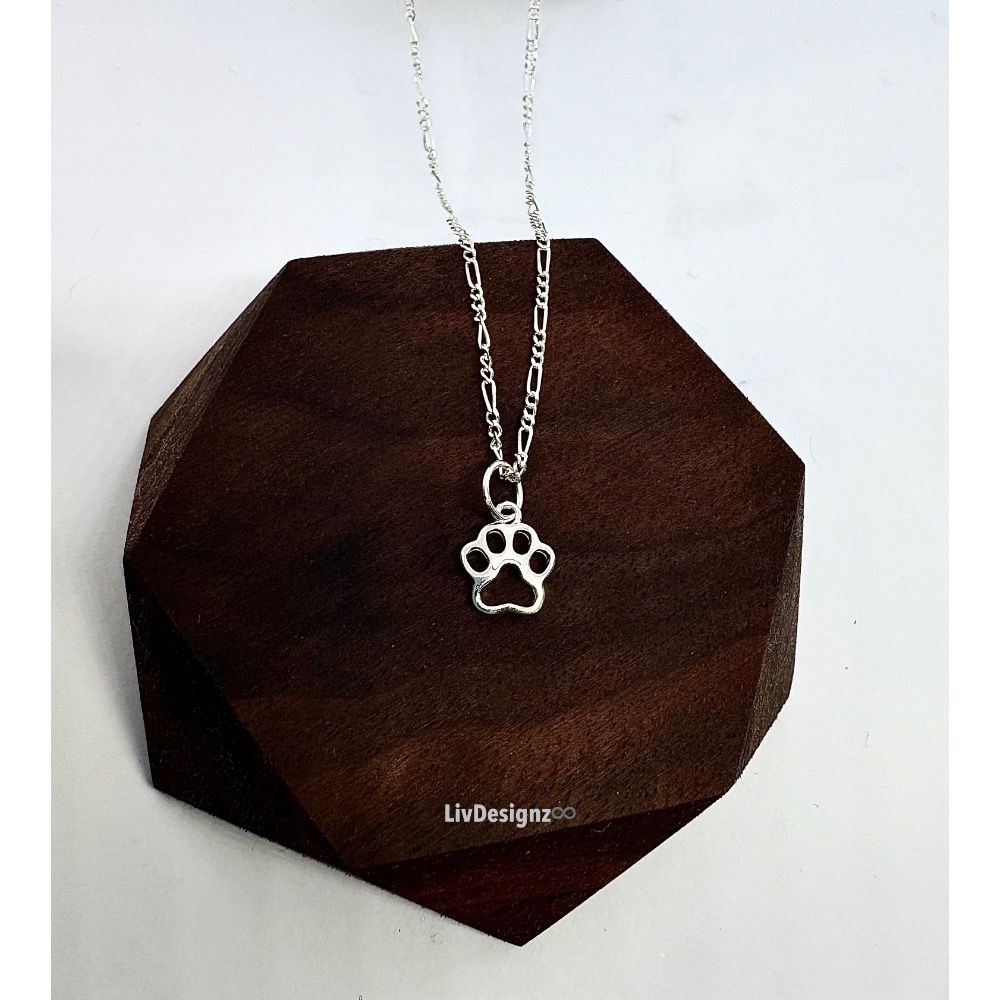 LivDesignz-現貨-925純銀義大利銀項鍊-925純銀貓腳印/狗掌/狗腳印純銀項鍊 直徑約0.9公分-細節圖2