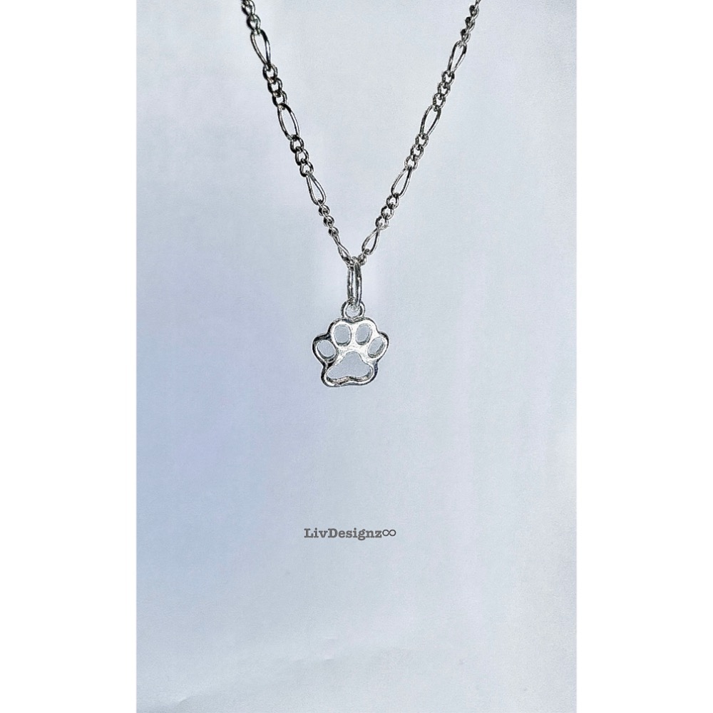 LivDesignz-現貨-925純銀義大利銀項鍊-925純銀貓腳印/狗掌/狗腳印純銀項鍊 直徑約0.9公分-細節圖3