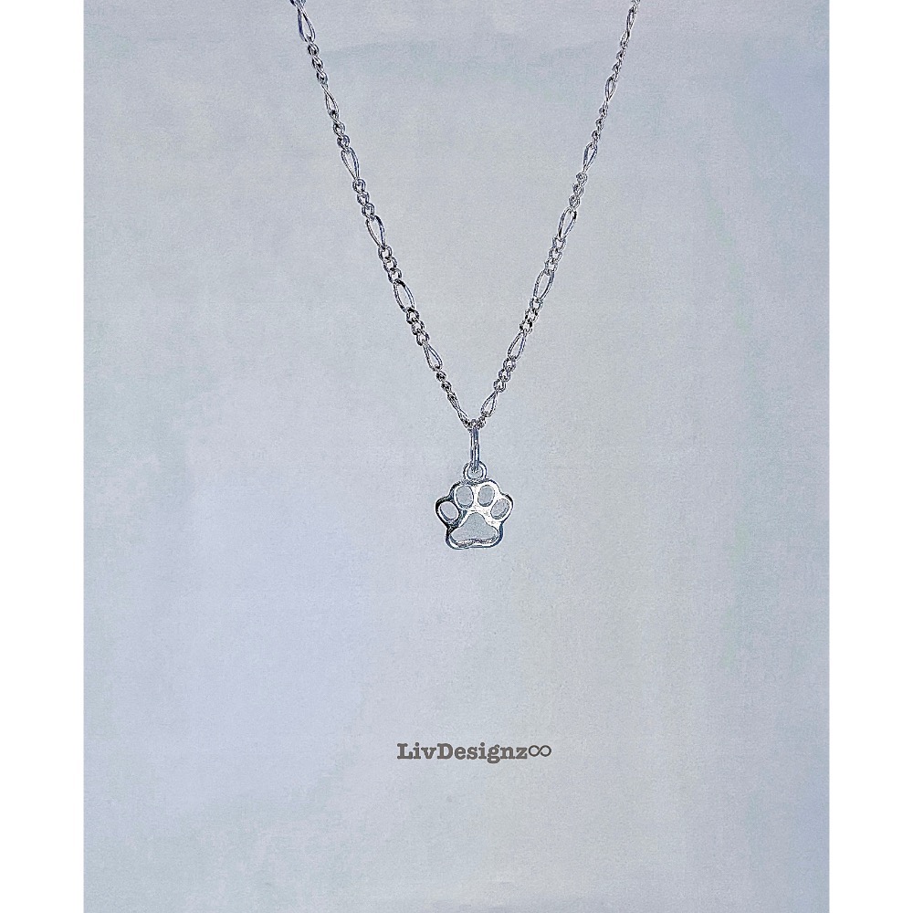 LivDesignz-現貨-925純銀義大利銀項鍊-925純銀貓腳印/狗掌/狗腳印純銀項鍊 直徑約0.9公分-細節圖4