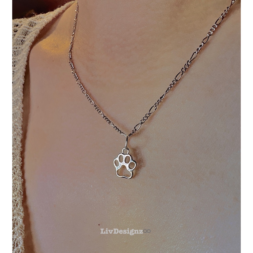 LivDesignz-現貨-925純銀義大利銀項鍊-925純銀貓腳印/狗掌/狗腳印純銀項鍊 直徑約0.9公分-細節圖5