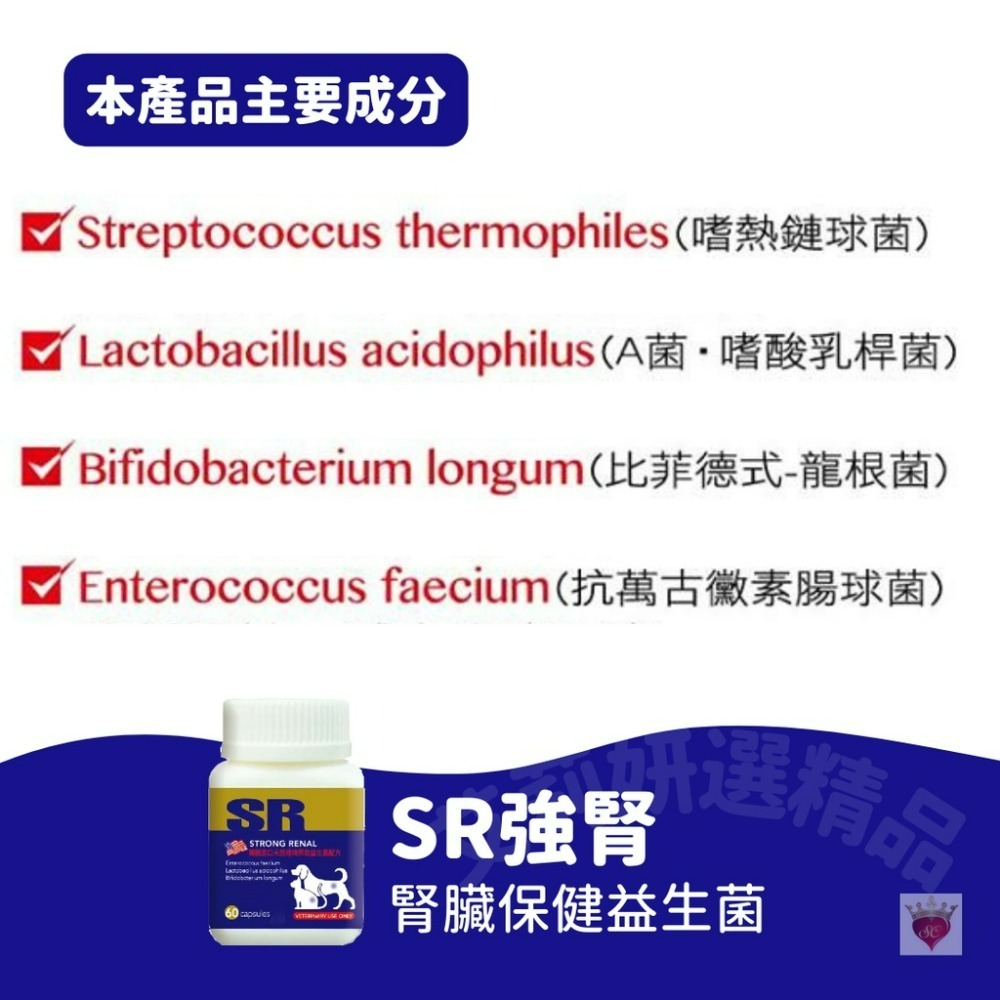 【毛孩公館】SR強腎 腎臟保健 日常保健 益生菌 犬貓適用 腎貓 腎狗 寵物保健食品 腎臟 食慾不振 開胃 60顆-細節圖6