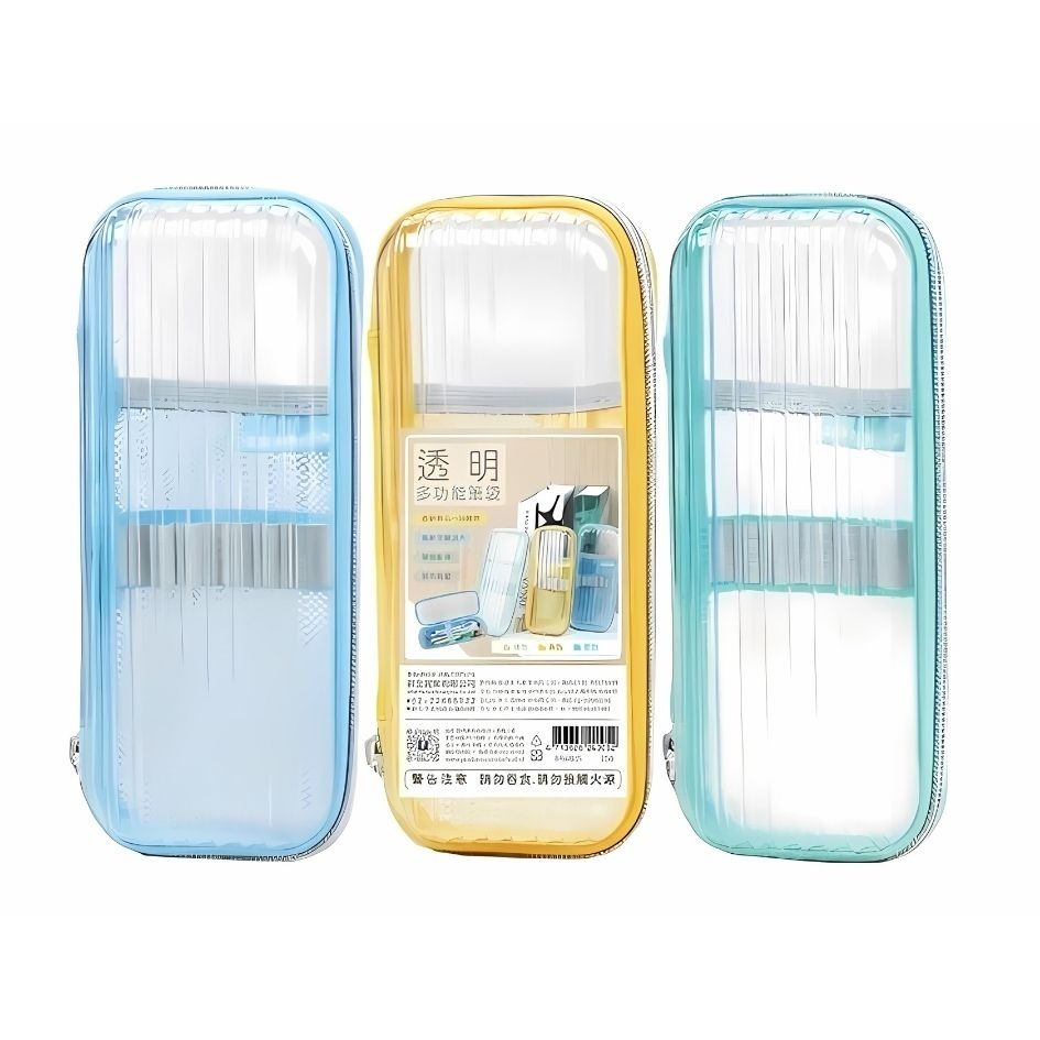 透明筆袋 優比霖 馬卡龍色 ins風 收納 收納盒 透明筆袋收納盒 新全文具 筆袋 鉛筆盒 收納袋 透明筆盒-細節圖2