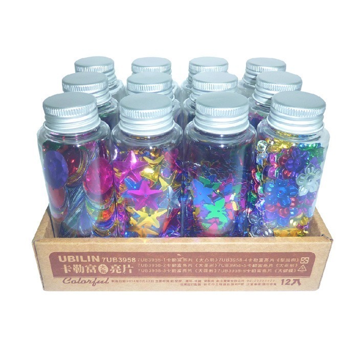 卡勒富亮片 優筆霖亮片 鋁蓋亮片罐 亮片 香豆 美勞 手工藝材料 派對佈置 閃亮配件 小亮片 大亮片-細節圖3