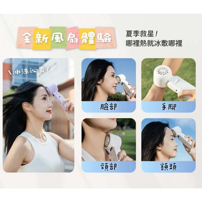 POLYWELL 折疊式風扇 數顯冰敷風扇 100段風速 Type-C充電 附掛繩 冷敷降溫 風扇 手持風扇-細節圖3