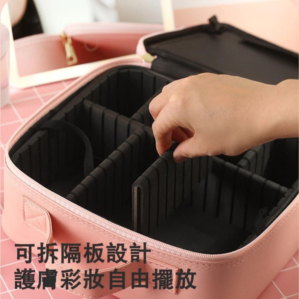 【KUKUMALU】可調節燈光 化妝包 LED化妝包 化妝包 化妝鏡 收納盒 收納包 旅行化妝包 大容量-細節圖2