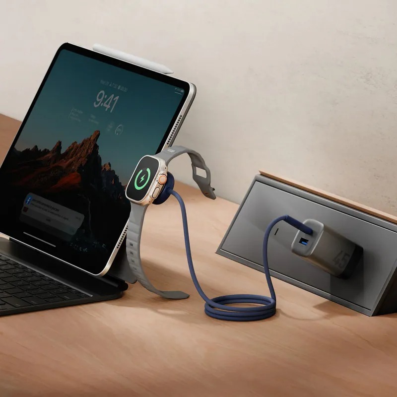 ENERGEA 新加坡 USB-C to USB-C+Apple Watch 二合一手錶充電線 1.5M 充電線 手機充-細節圖2