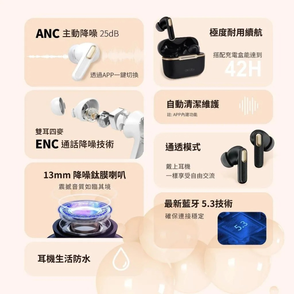【Aircolor】Pure Air ANC 主動降噪 藍牙耳機 耳機 APP調音 ENC通話 降噪耳機 無線藍牙耳機-細節圖7