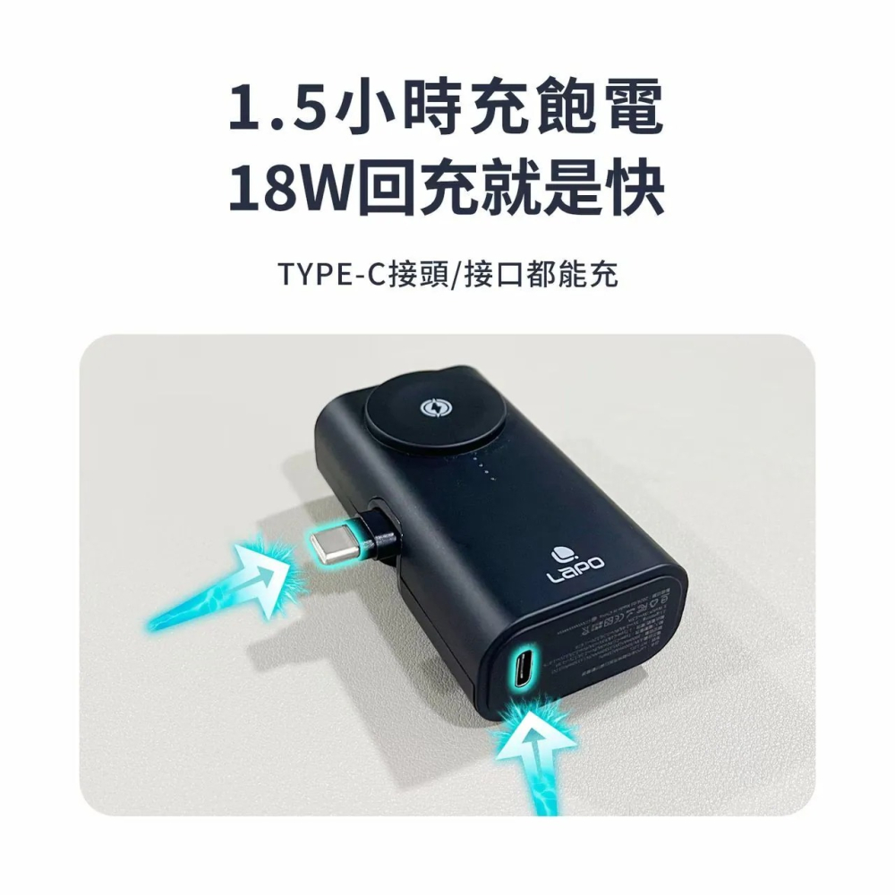 【LaPO】5000mAh 全功能快充版口袋行動電源 WT-12 行動電源 行動充 快充-細節圖3