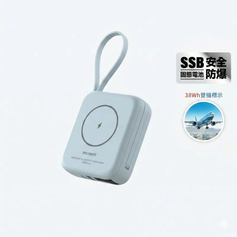 【POLYBATT】H20 防爆固態電池行動電源 10000mAh 雙PD快充 行動電源 磁吸 自帶線 台灣製造-規格圖10