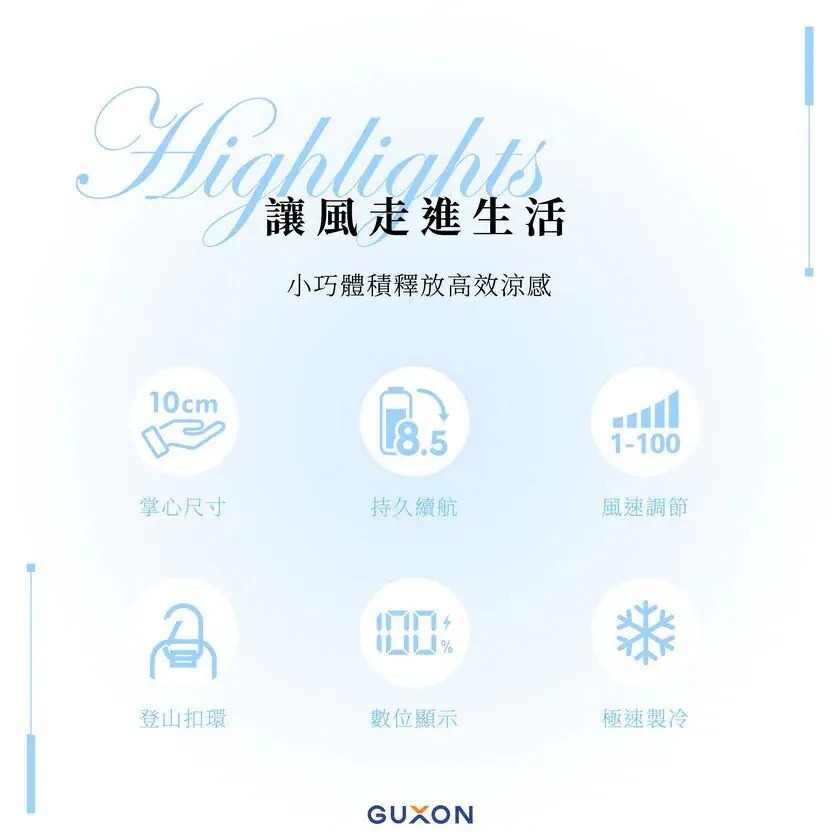 【GUXON】迷你冰心扇 MINI製冷高速風扇 風扇 小風扇 手持風扇 隨身風扇 旅行風扇 沁涼風扇 夏天必備-細節圖3