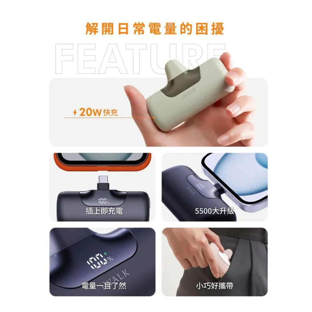 【iWALK】 六代直插式行動電源｜ Wh標示 6代 口袋充 快充20W 充電寶 迷你移動電源 type-c i17-細節圖2