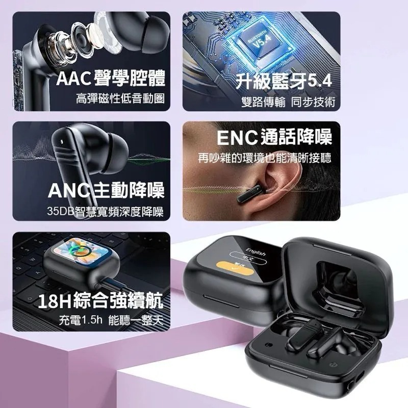 【DA】藍牙耳機 ANC 降噪 彩色螢幕 觸控 藍牙入耳式耳機 耳機 運動耳機 降噪耳機-細節圖9