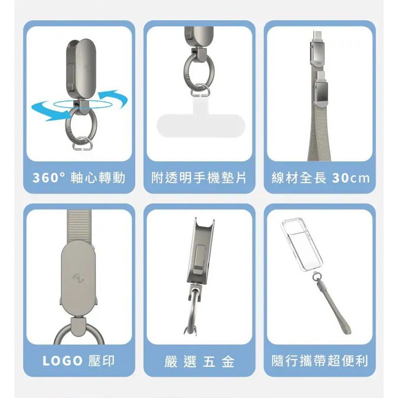 Allite 二合一充電掛繩線 USB-C to USB-C 支援 Type-C 240W 快充 充電線 充電線掛繩-細節圖6