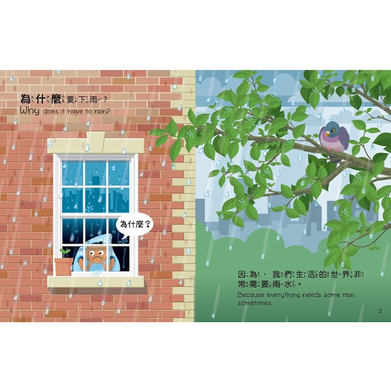 微笑心❤️小小孩的大問題：為什麼要下雨？ 趣味翻翻書 雙語短句 童趣圖畫 學習教具 童書 繪本-細節圖3