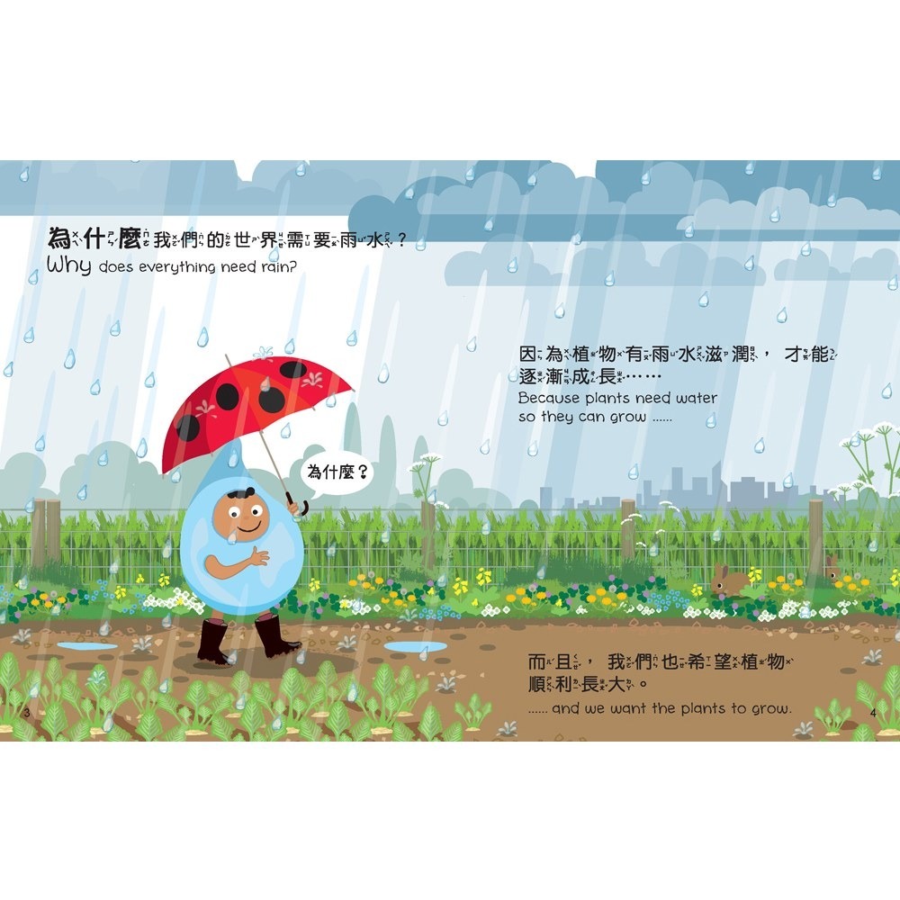 微笑心❤️小小孩的大問題：為什麼要下雨？ 趣味翻翻書 雙語短句 童趣圖畫 學習教具 童書 繪本-細節圖5