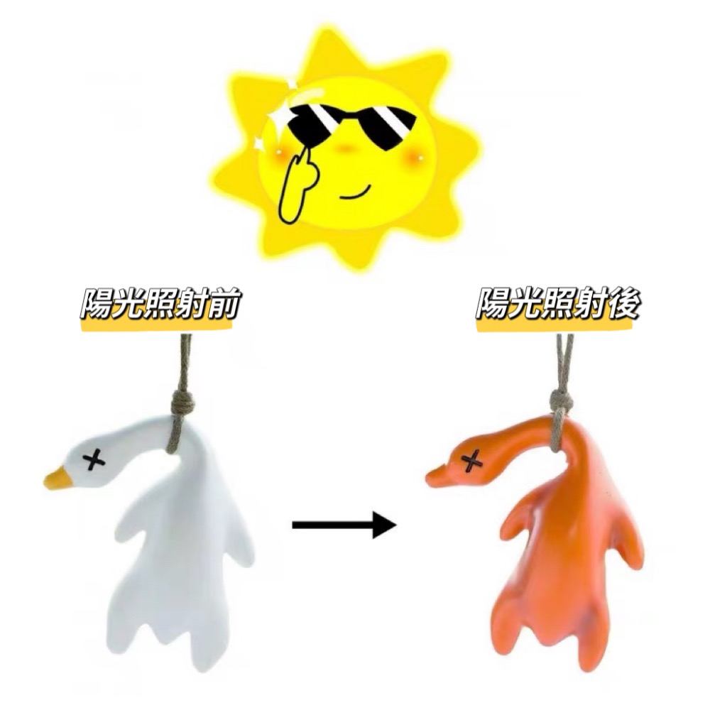 變色烤鴨+夜光 太陽一曬就熟了 創意車載掛件 手機掛件  車用內飾裝飾 鑰匙扣裝飾吊飾 紫外線感溫 掛飾禮物-細節圖3