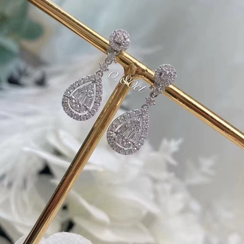 ♥️18k金 滿鑽50分鑽石吊墜項鍊 耳環-細節圖4