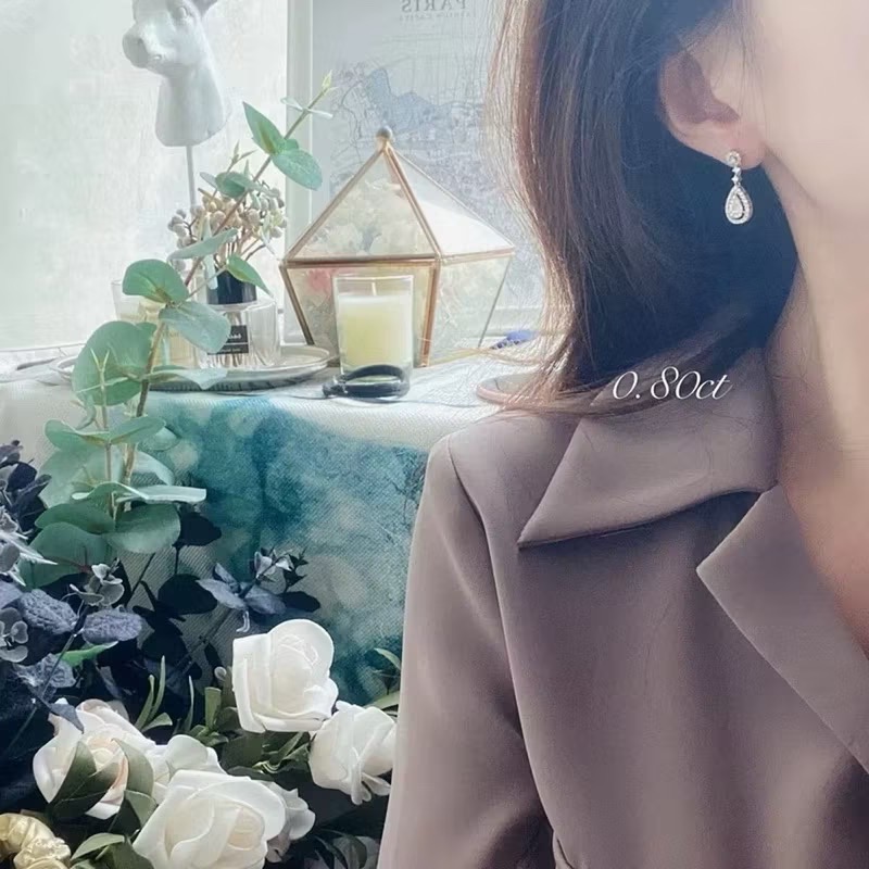 ♥️18k金 滿鑽50分鑽石吊墜項鍊 耳環-細節圖5