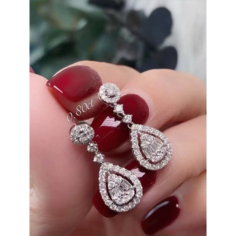 ♥️18k金 滿鑽50分鑽石吊墜項鍊 耳環-細節圖6