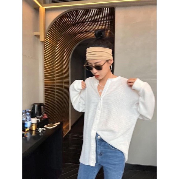 現貨 實拍LOVE MOM華夫格肌理感隨性排釦開襟上衣啾咪史派克黑妞私藏-細節圖2