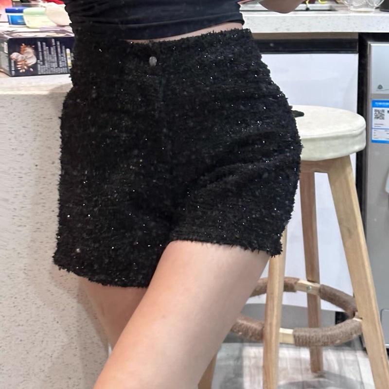 實拍重工亮絲小香毛呢褲毛呢短褲 寬鬆闊腿a字短褲 百搭時尚氣質短褲-細節圖7