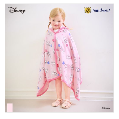 【正版授權 | 現貨】韓國mollimelli x 迪士尼 瑪麗貓 披風浴巾 | 兒童海灘巾 | 斗篷浴巾 | 連帽浴巾-細節圖2