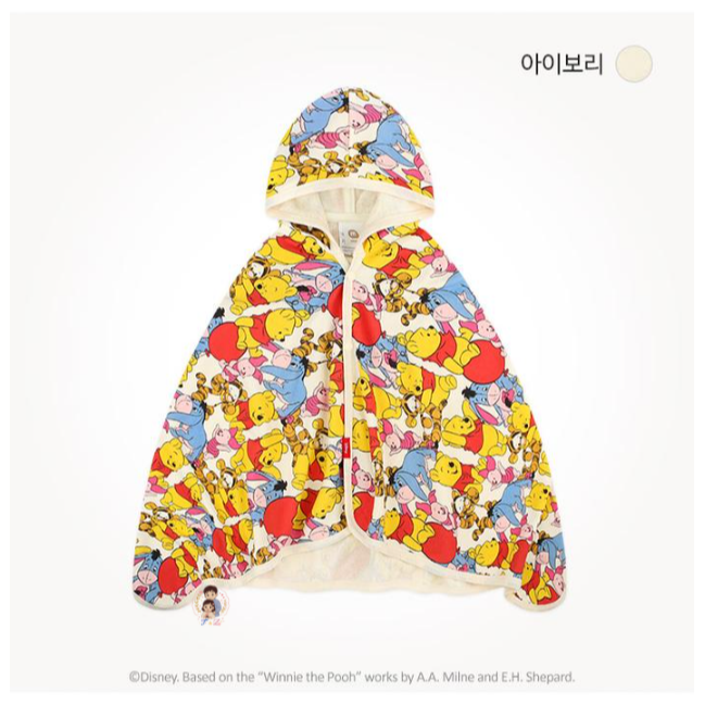 【正版授權 | 現貨】韓國milkmile x 迪士尼 維尼熊  披風浴巾｜兒童海灘浴巾｜斗篷浴巾｜連帽浴巾-細節圖6