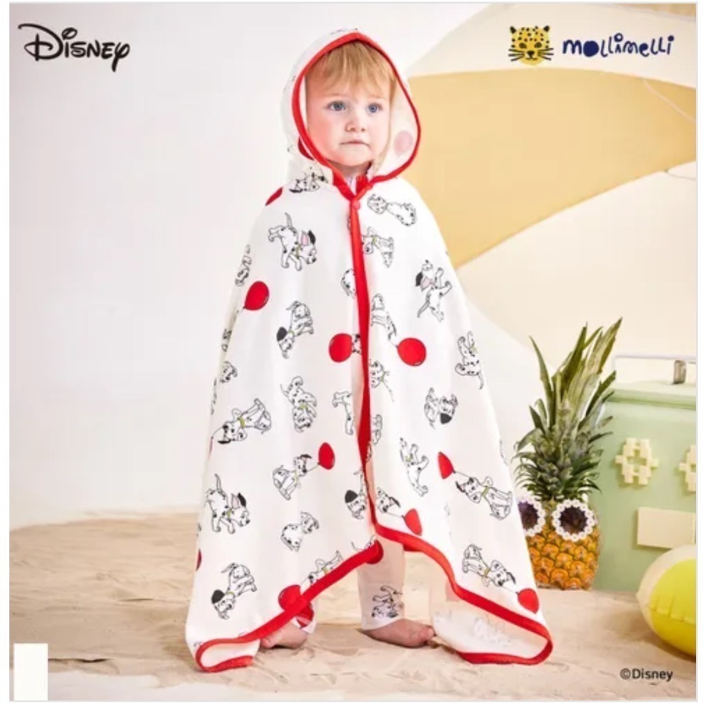 【正版授權｜現貨】韓國Mollimelli × 迪士尼 101忠狗 披風浴巾｜兒童海灘浴巾｜斗篷浴巾｜連帽浴巾-細節圖2
