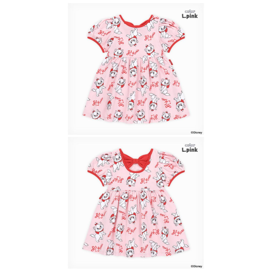 【正版授權】韓國mollimelli x 迪士尼 瑪麗貓紅蝴蝶結洋裝 | 女童洋裝 | 瑪麗貓洋裝 | 短袖洋裝-細節圖7