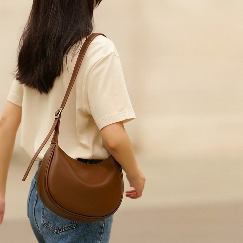 百搭單肩包 月牙包 水餃包 包包 包包女 餃子包 馬鞍包 單肩包 側背包 流浪包 斜背包 半月包 腋下包 女包 斜背包-細節圖7