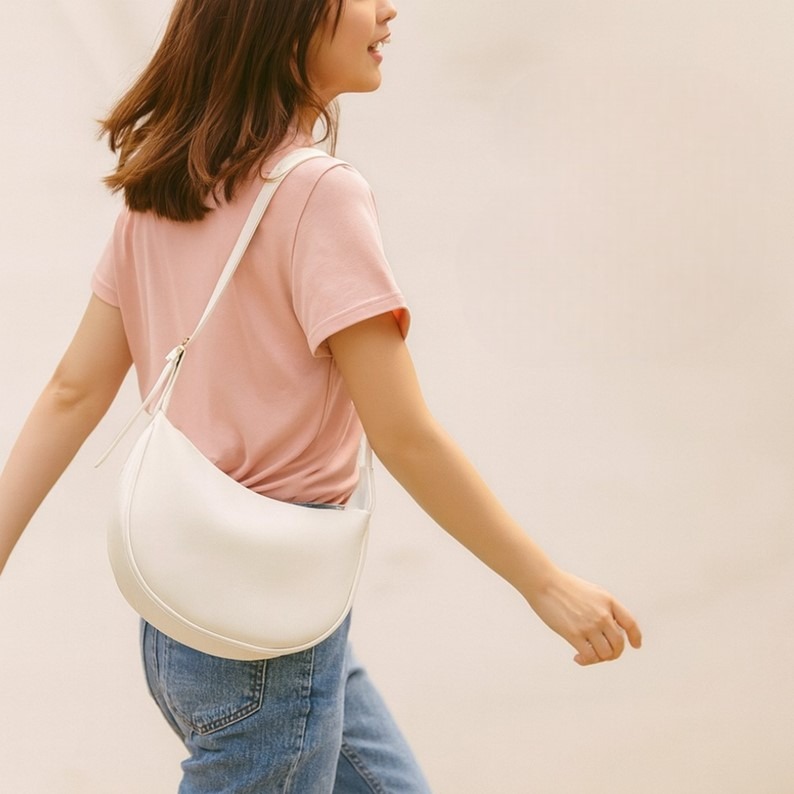 百搭單肩包 月牙包 水餃包 包包 包包女 餃子包 馬鞍包 單肩包 側背包 流浪包 斜背包 半月包 腋下包 女包 斜背包-細節圖8