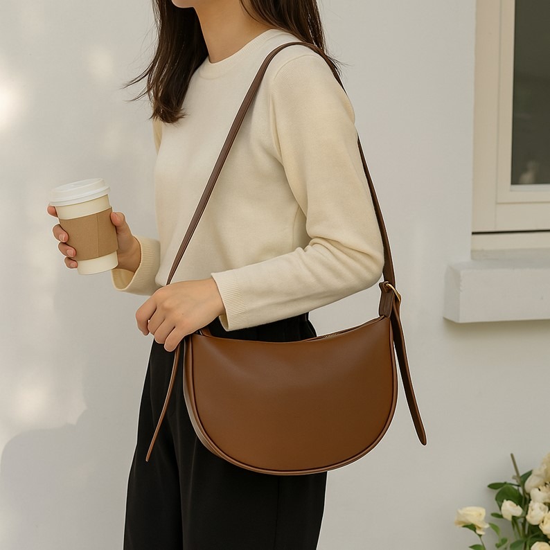 百搭單肩包 月牙包 水餃包 包包 包包女 餃子包 馬鞍包 單肩包 側背包 流浪包 斜背包 半月包 腋下包 女包 斜背包-細節圖9