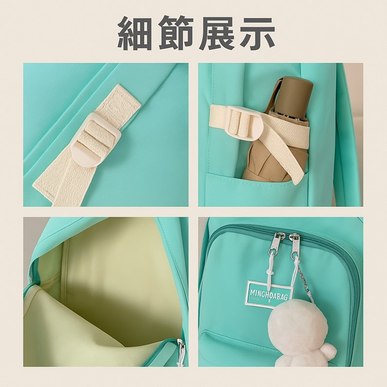 雙肩後背包 大容量防潑水背包 雙肩包 肩背包 電腦包 書包 後背包 兩用包 防撥水後背包 背包 日版ins 後背包-細節圖3