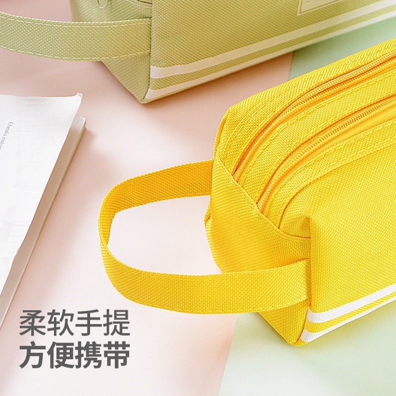 日系大容量鉛筆袋 ins風少女心筆袋 簡約小清新鉛筆袋 國中學生帆布文具盒 創意筆袋 純色筆袋 鉛筆袋 雙層鉛筆袋-細節圖6