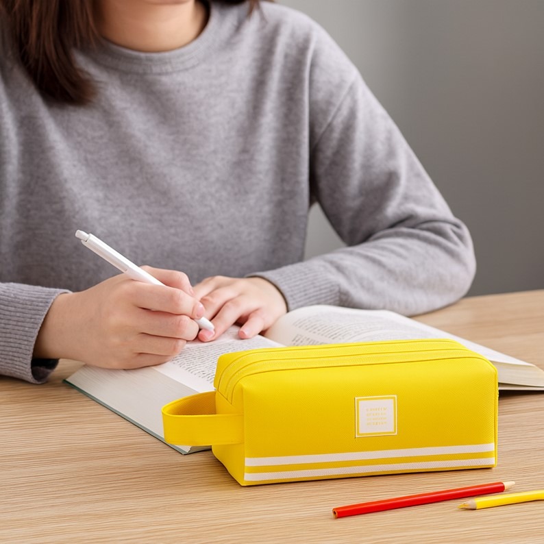 日系大容量鉛筆袋 ins風少女心筆袋 簡約小清新鉛筆袋 國中學生帆布文具盒 創意筆袋 純色筆袋 鉛筆袋 雙層鉛筆袋-細節圖9