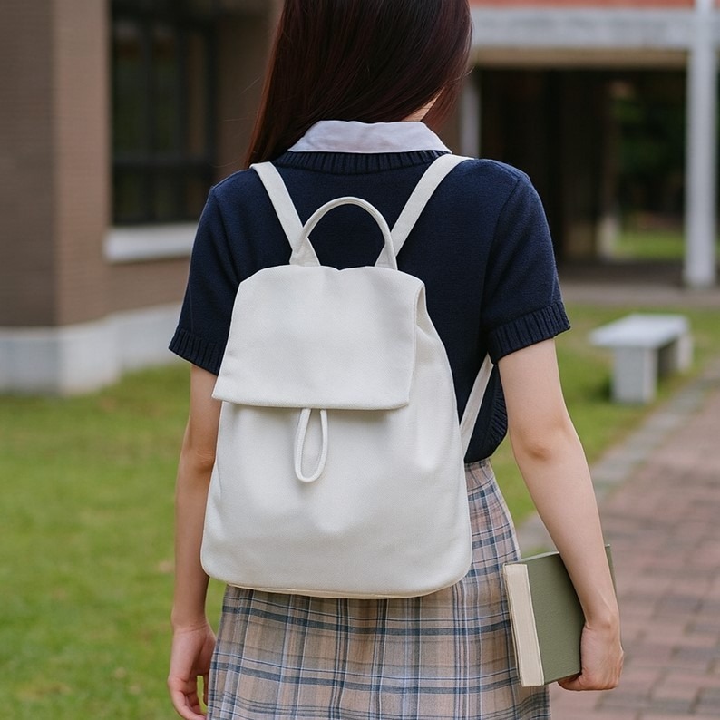 女生後背包 可愛背包 學生後背包 帆布後背包 小背包 帆布袋 日本帆布包 抽繩後背包簡約後背包後背包日系雙肩包 生日禮物-細節圖7