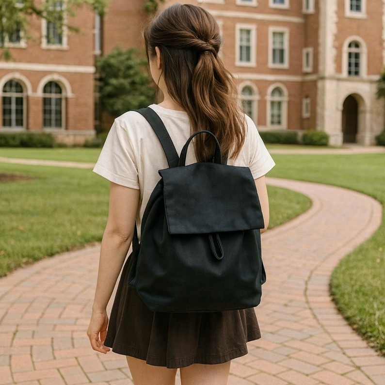 女生後背包 可愛背包 學生後背包 帆布後背包 小背包 帆布袋 日本帆布包 抽繩後背包簡約後背包後背包日系雙肩包 生日禮物-細節圖8