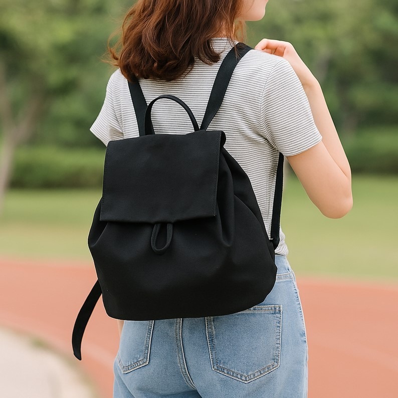 女生後背包 可愛背包 學生後背包 帆布後背包 小背包 帆布袋 日本帆布包 抽繩後背包簡約後背包後背包日系雙肩包 生日禮物-細節圖9